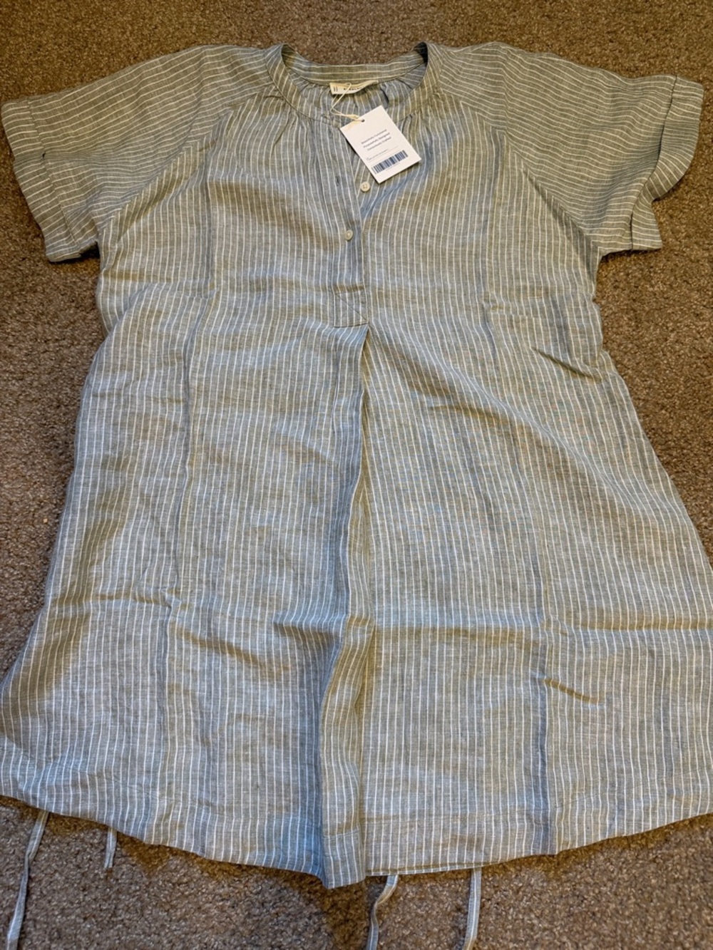 Everlane Blue-Gray Striped Short-Sleeve Mini Dress